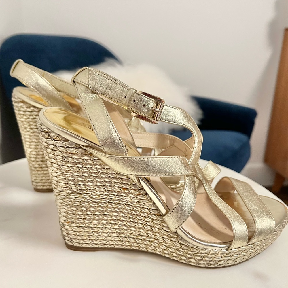 Michael Kors Gold Wedge Sandal Size 8